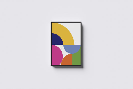 Print Abstract Circle Middle Circles Pink Yellow Green 60x90cm