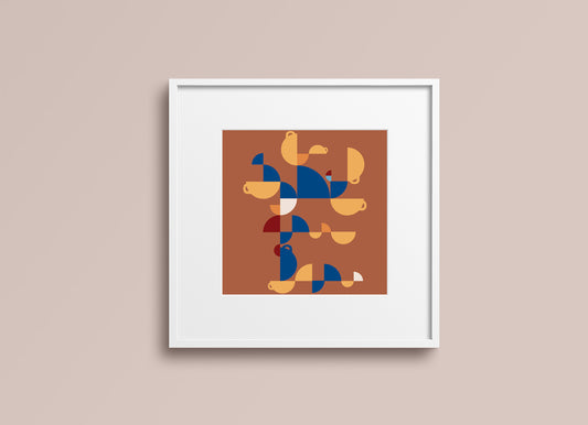 Print Abstract Coffee Cup Brown 27x28cm