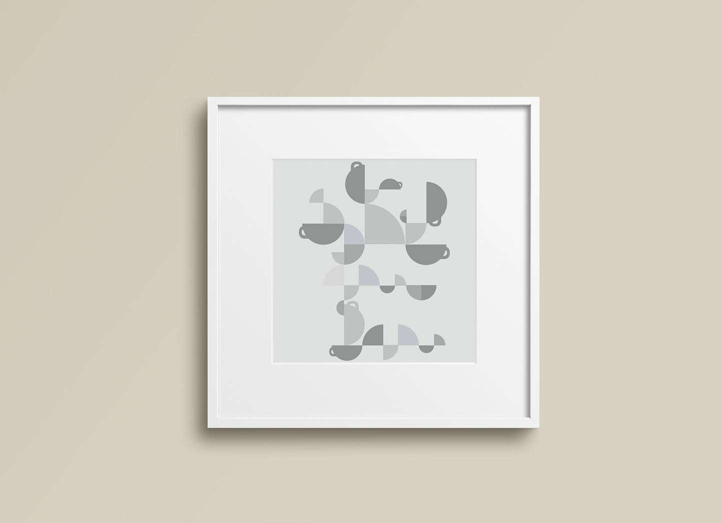 Print Abstract Coffee Cup Grey 27x28cm