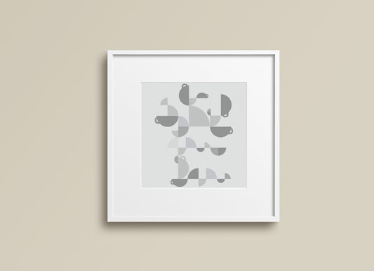 Print Abstract Coffee Cup Grey 27x28cm