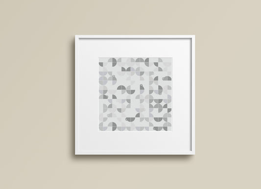 Print Abstract Coffee Cup Grey Pattern 27x28cm