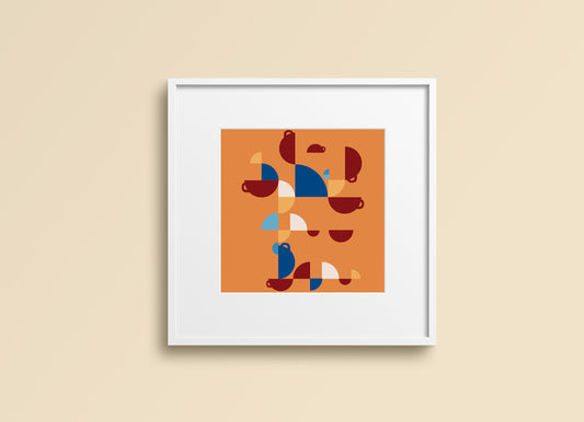 Print Abstract Coffee Cup Orange 27x28cm