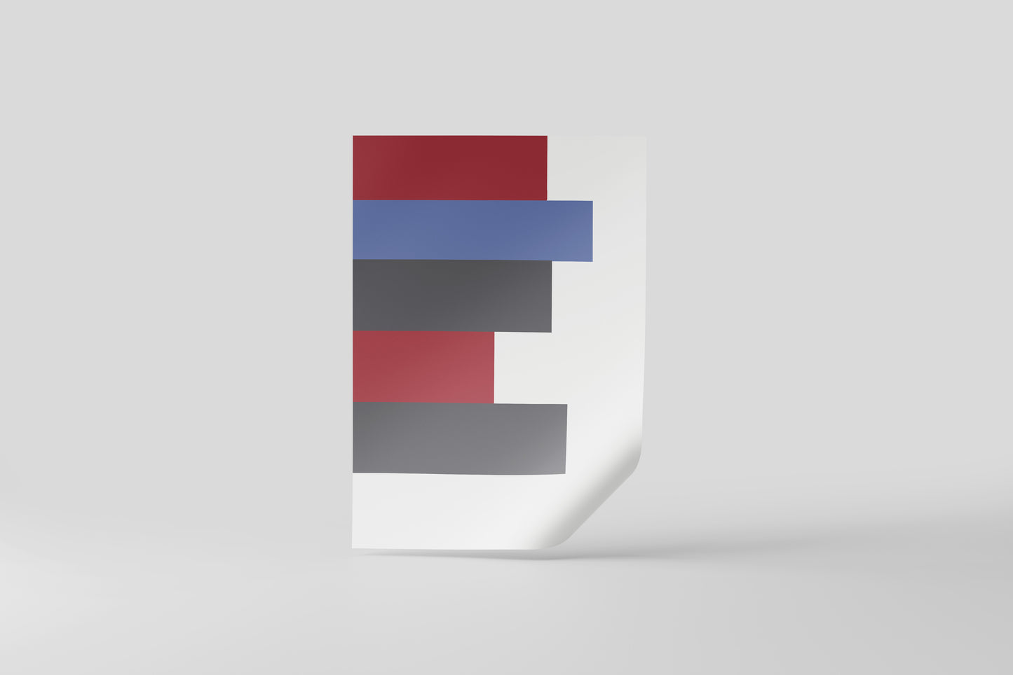Print Abstract Color Bars Red Grey Blue 60x90cm