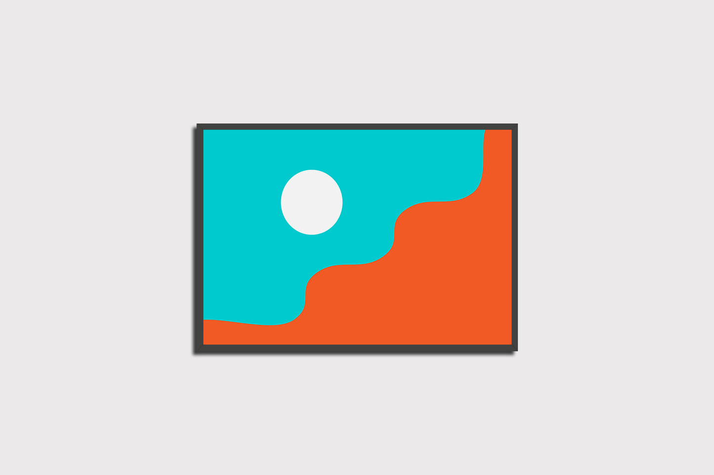 Print Abstract Colored Waves Orange Turquoise Illustration 90x60cm