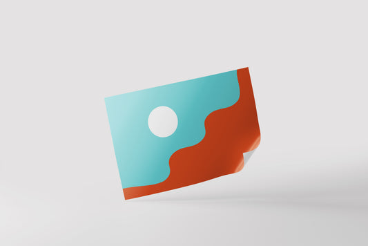 Print Abstract Colored Waves Orange Turquoise Illustration 90x60cm