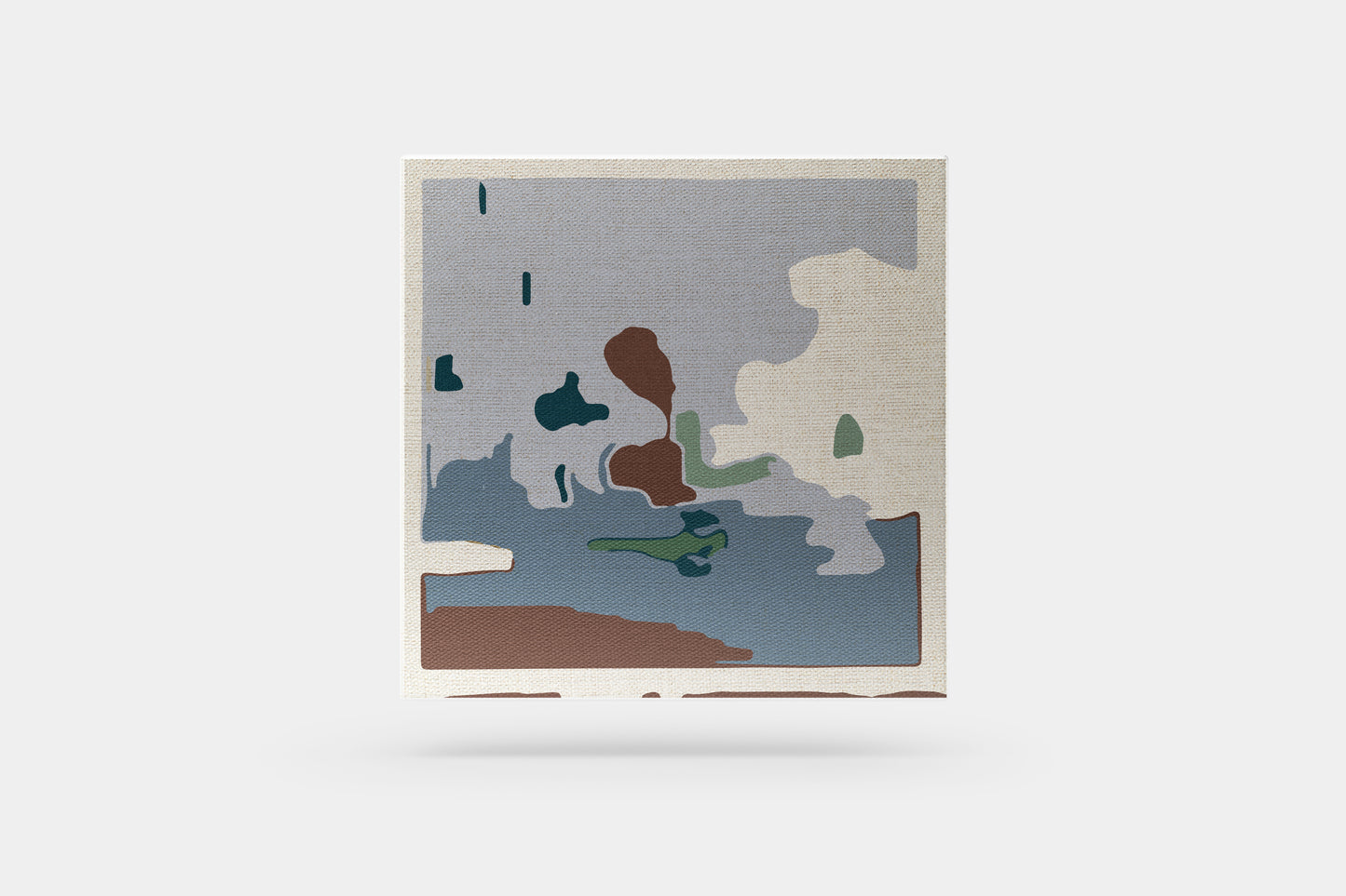 Print Abstract Deformed Spots Grey Blue Brown Paint 85x90cm