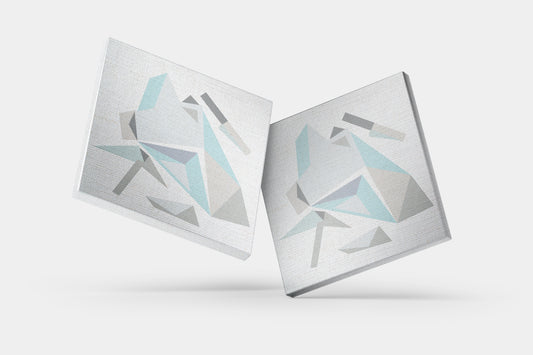 Print Abstract Figure Stones Grey Blue Paint 85x85cm