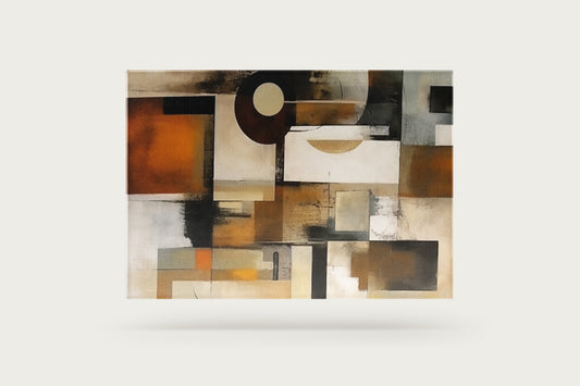 Print Abstract Geometry Fusion Brown Retro 110x75cm