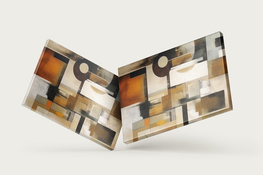 Print Abstract Geometry Fusion Brown Retro 110x75cm