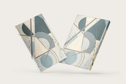 Print Abstract Green Grey Gold Geometric Paint 60x80cm