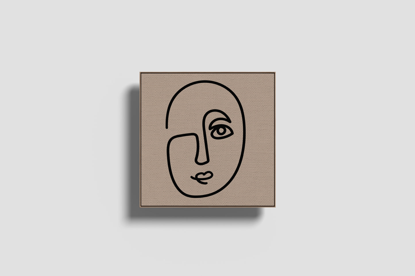 Print Abstract Human Body Face Line Smiling Black Paint 35x40cm