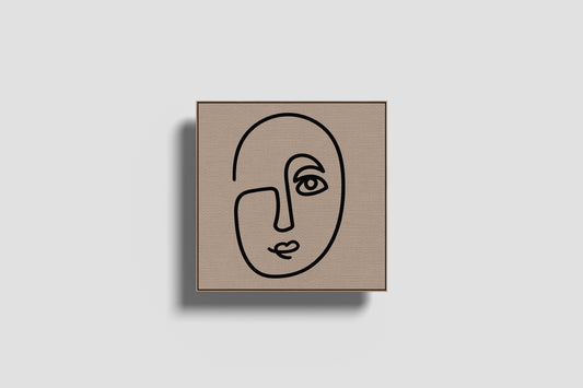 Print Abstract Human Body Face Line Smiling Black Paint 35x40cm