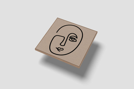 Print Abstract Human Body Face Line Smiling Black Paint 35x40cm