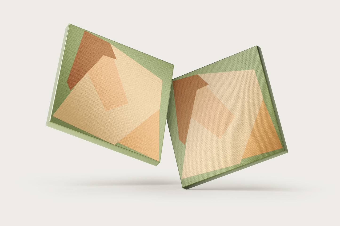 Print Abstract Human Form Green Peach Brown Paint 100x100cm