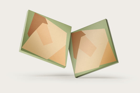 Print Abstract Human Form Green Peach Brown Paint 100x100cm
