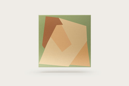 Print Abstract Human Form Green Peach Brown Paint 100x100cm