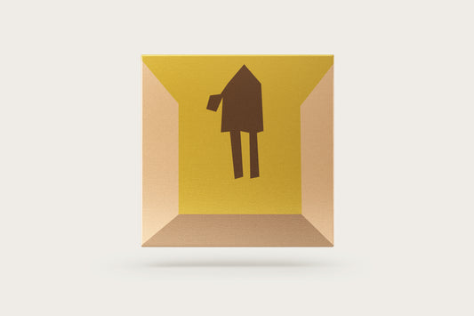 Print Abstract Human Form Room Yellow Brown Paint 100x100cm