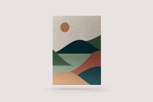 Print Abstract Landscape Green Orange Paint 70x90cm
