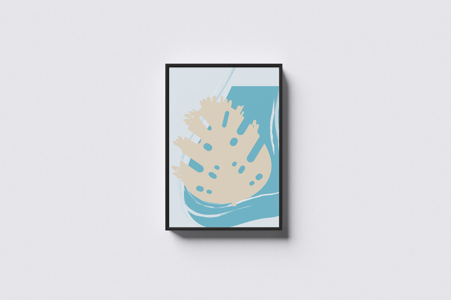 Print Abstract Leaf Sand Yellow Blue Illustration 60x90cm