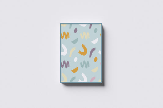 Print Abstract Lines Pattern Orange Blue Retro Illustration 20x27cm
