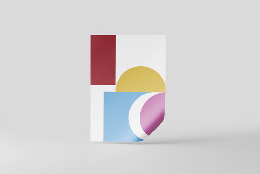 Print Abstract Middle Circle Square Pink Blue Red 60x90cm
