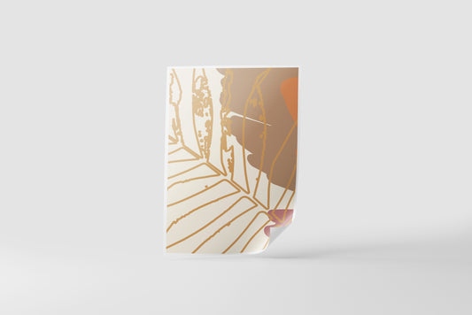 Print Abstract Palm Leaf & Stain Orange Illustration 60x90cm
