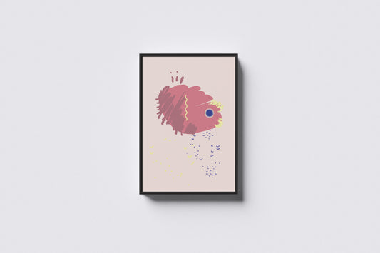 Print Abstract Pounding Heart Red Yellow Blue Illustration 60x90cm