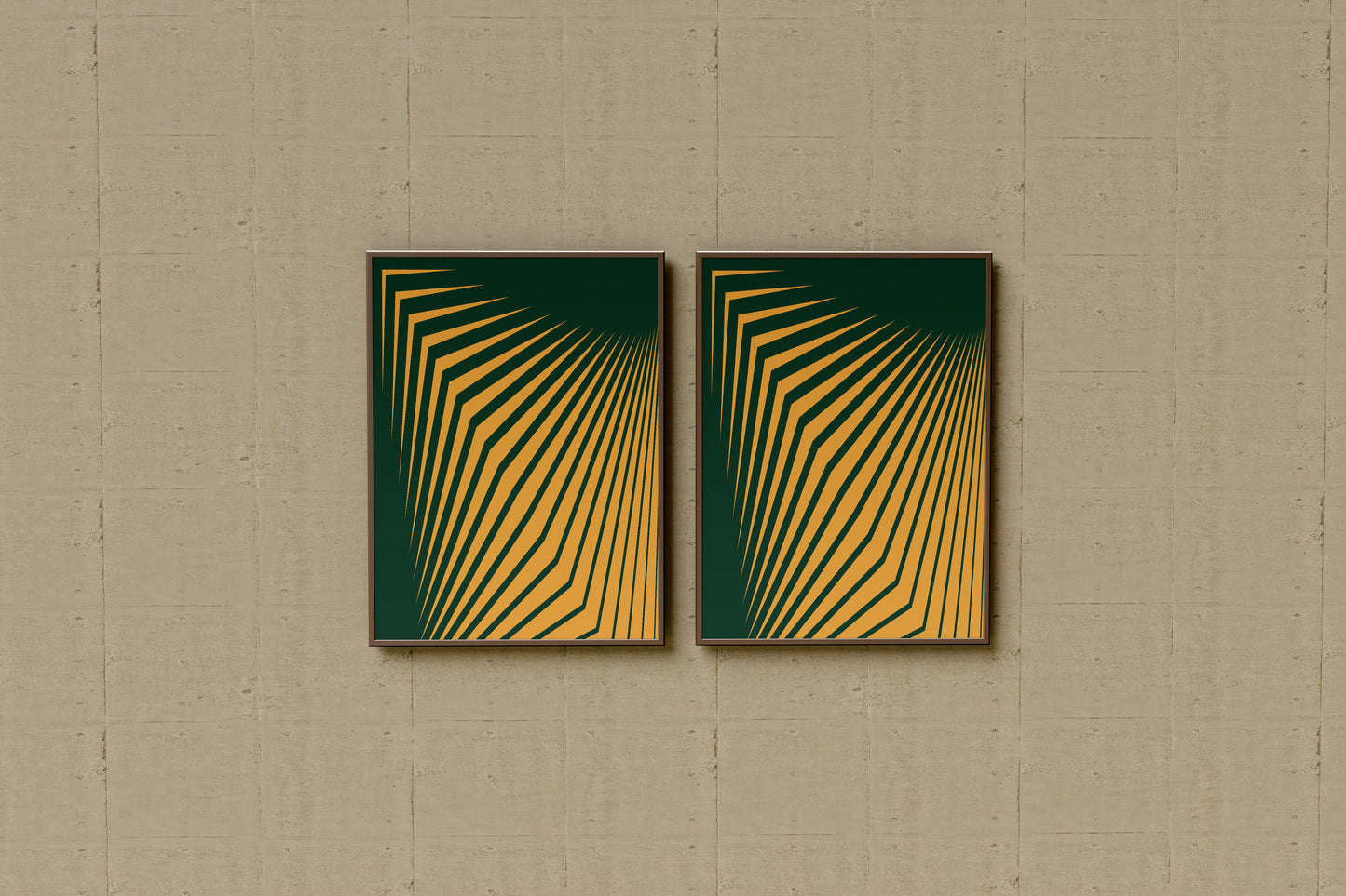 Print Abstract Psychedelic Lines Green Retro 50x60cm