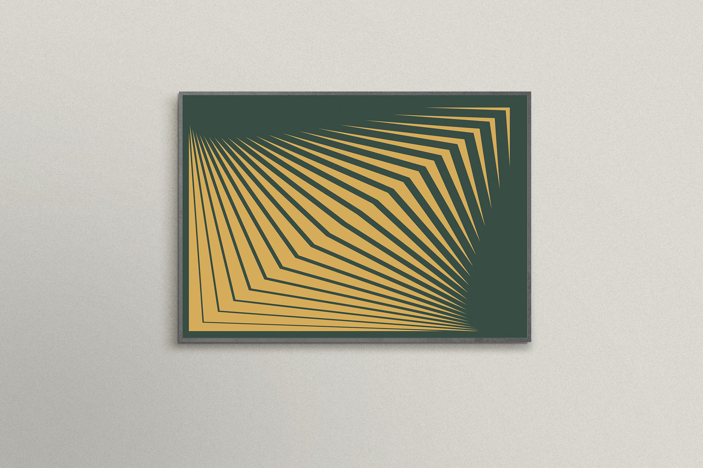 Print Abstract Psychedelic Lines Green Retro 50x60cm