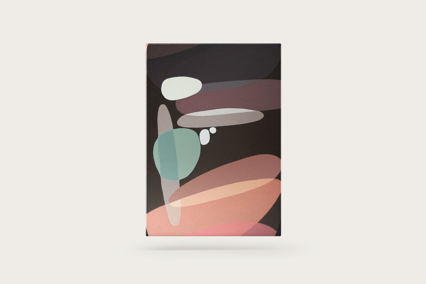Print Abstract Round Shapes Brown Paint 50x70cm