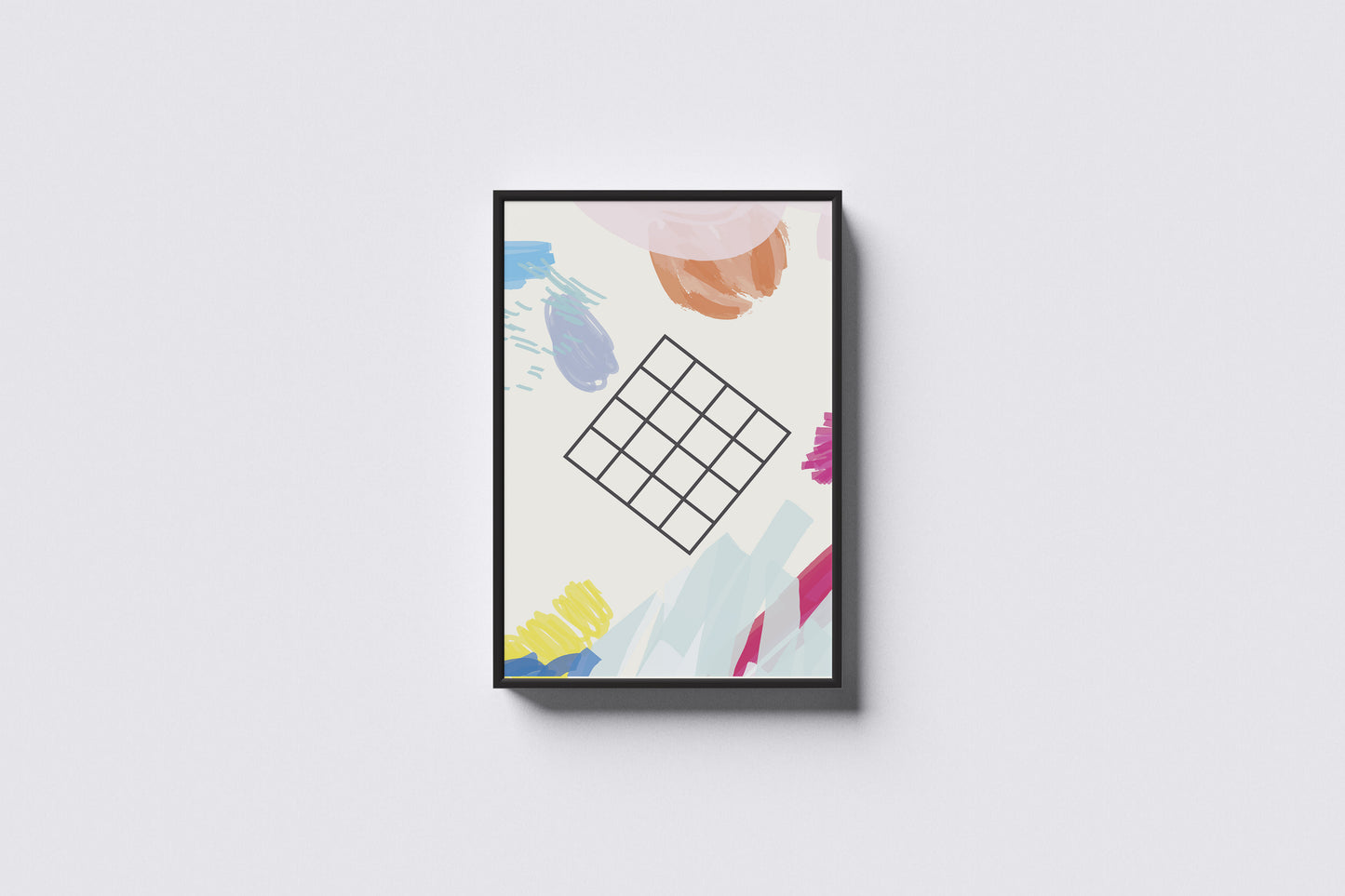 Print Abstract Square & Brushstrokes Of Paint Illustration 60x90cm