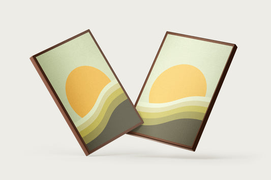Print Abstract Sun & Waves Retro 45x60cm