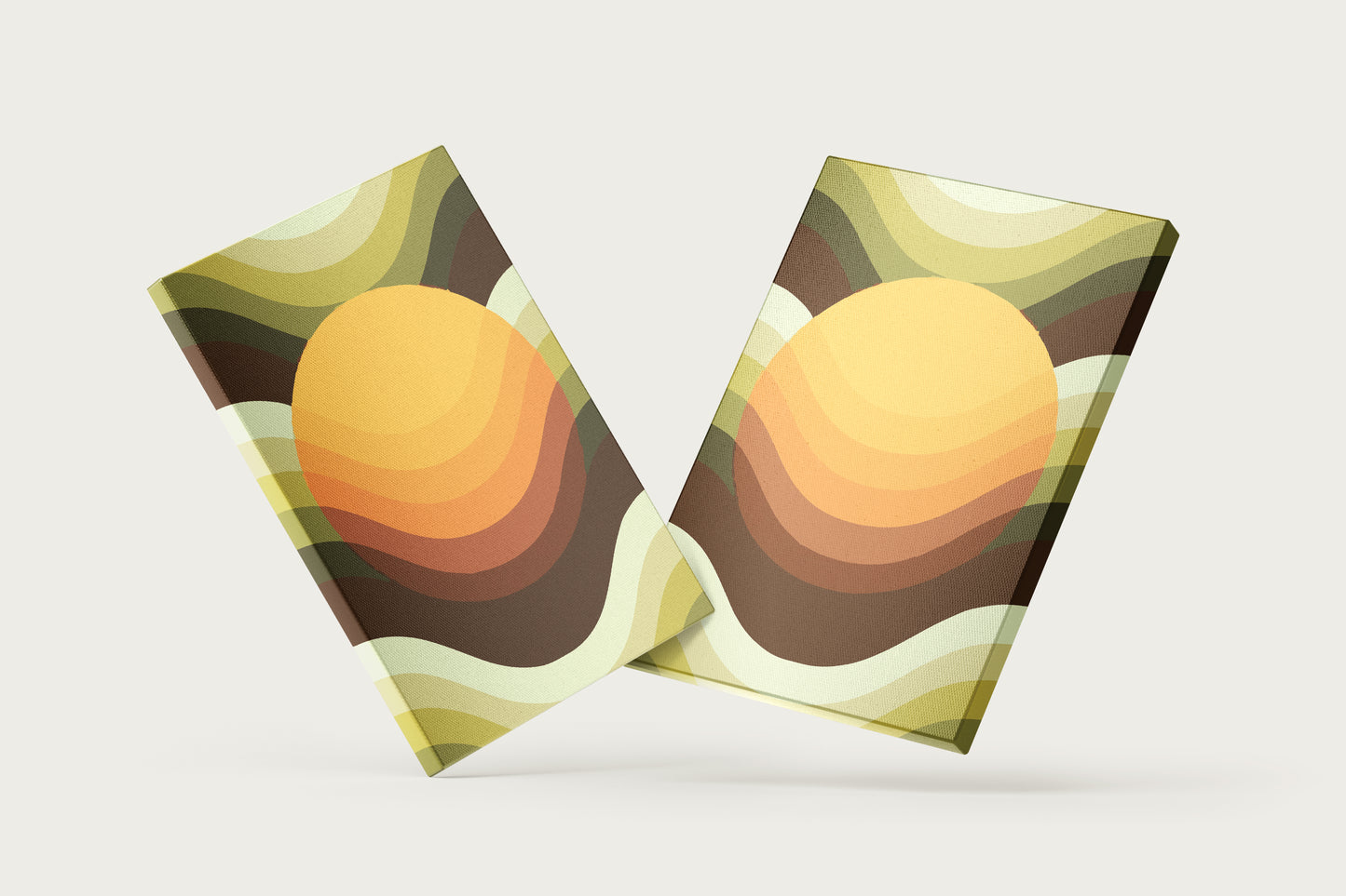 Print Abstract Sunset Waves Retro 45x60cm