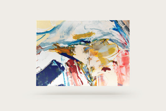 Print Abstract Thick Heavy Brushstrokes White Blue Yellow Paint 60x40cm