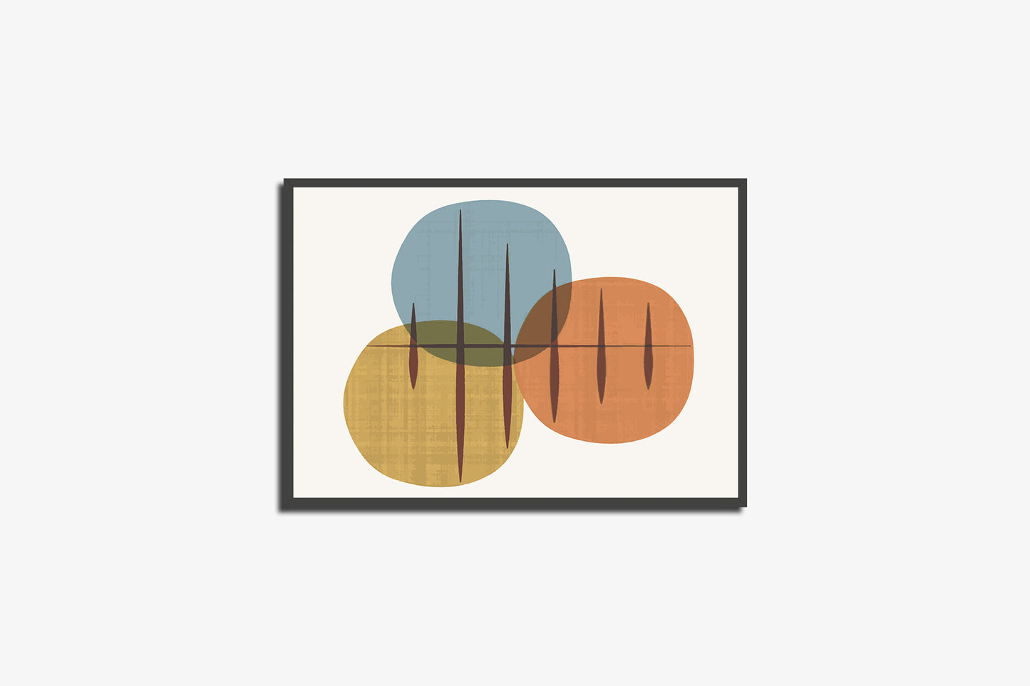 Print Abstract Three Circles Red Blue Yellow Paint 60x50cm