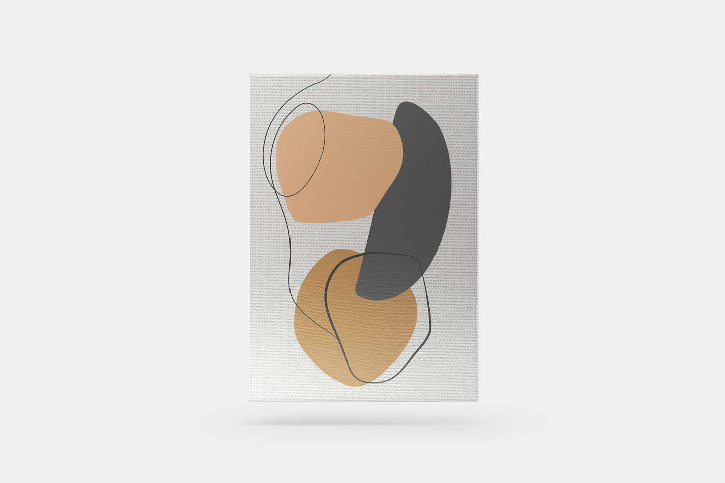 Print Abstract Three Dots Mustard Grey Pink Line Paint 60x80cm