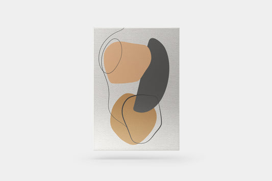 Print Abstract Three Dots Mustard Grey Pink Line Paint 60x80cm