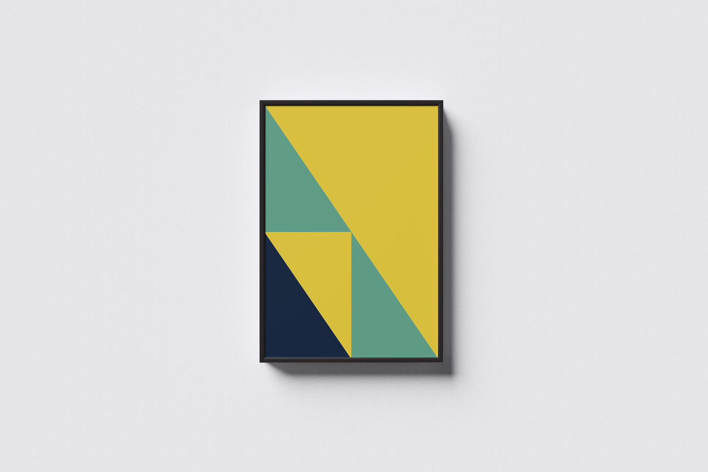 Print Abstract Triangles Yellow Green Black Illustration 40x60cm