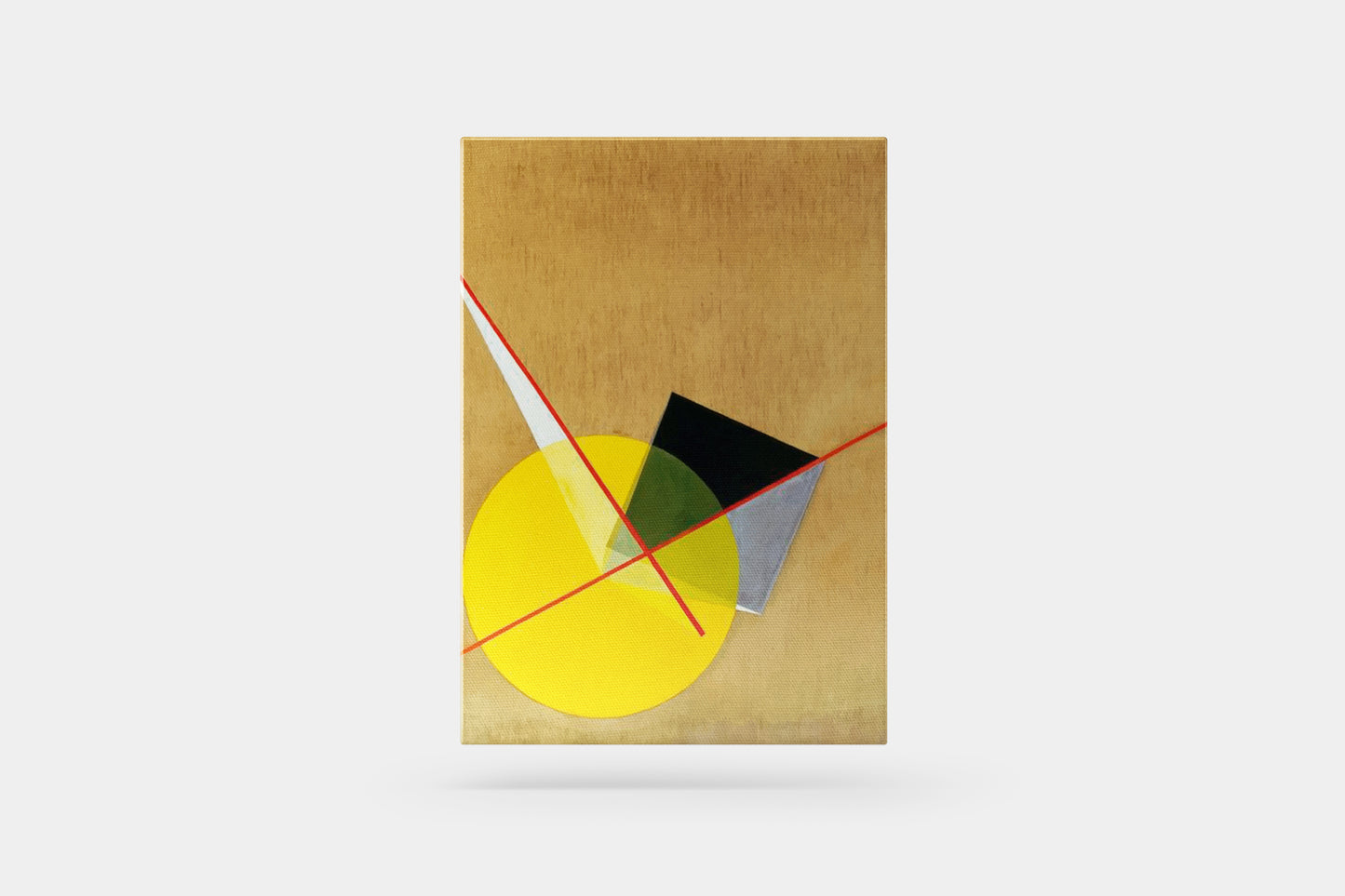 Print Abstract Yellow Circle Red Lines Paint 50x70cm