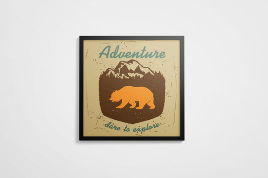 Print Animal Bear Adventure Dare To Explore Illustration 37x36cm