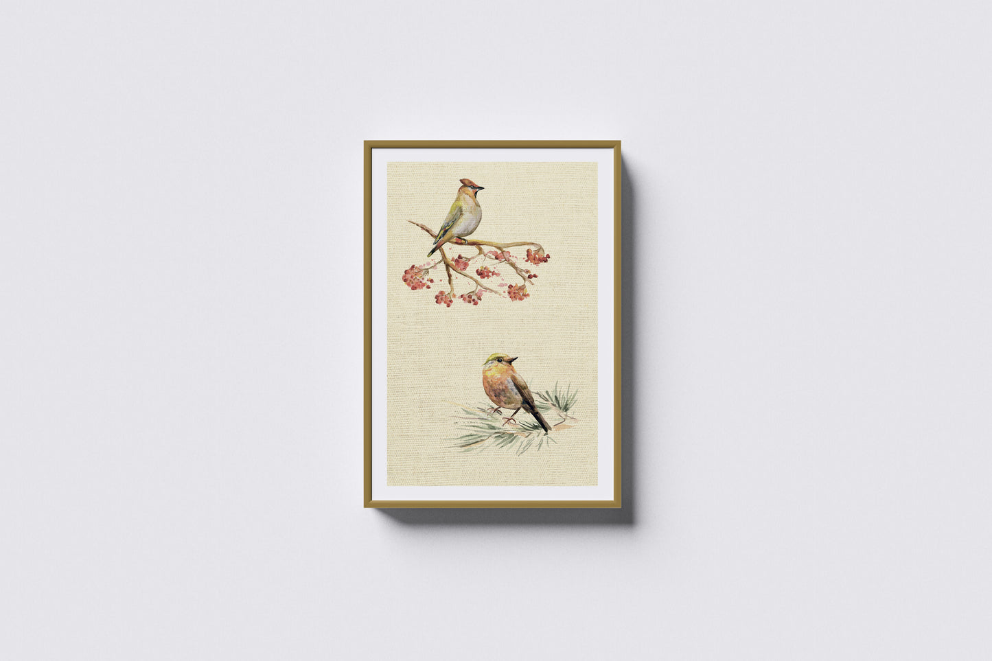 Print Animal Birds On Branches Vintage Paint 30x49.5cm