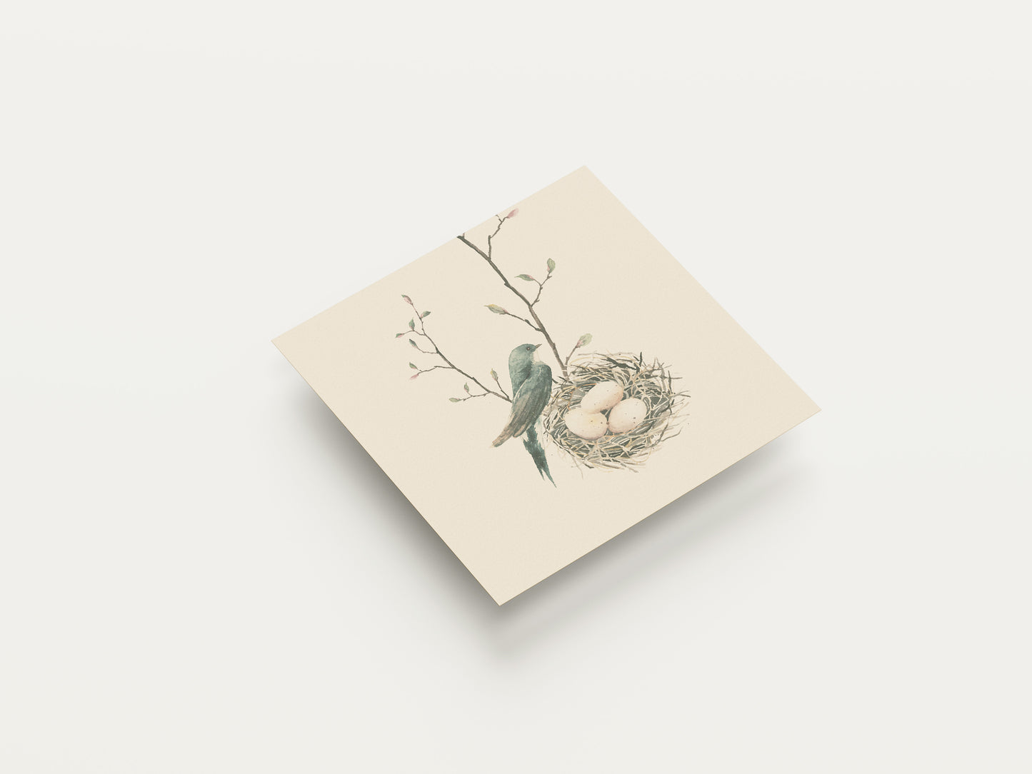 Print Animal Blue Bird Vintage Paint 43x43cm