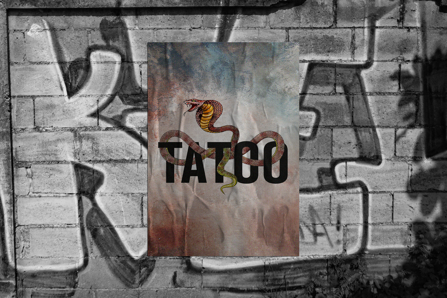 Print Animal Cobra Tatoo Retro 60x90cm