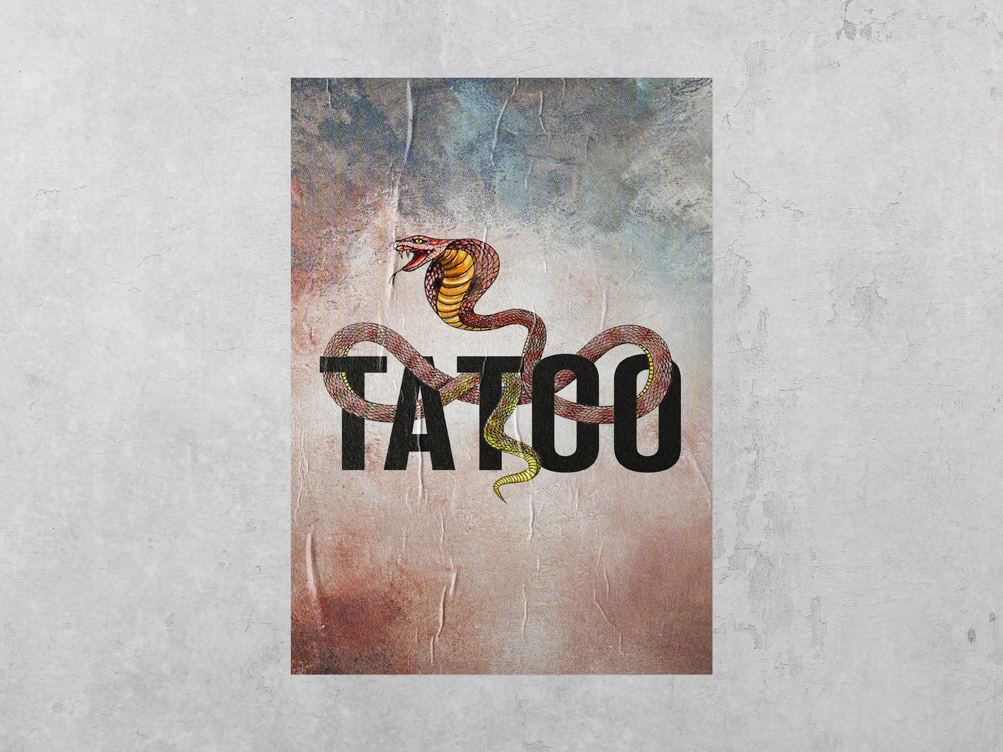 Print Animal Cobra Tatoo Retro 60x90cm