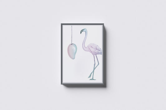 Print Animal Flamingo & Mango Modern Illustration 40.6x50.8cm