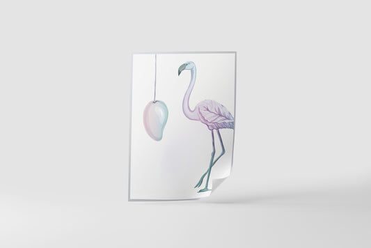 Print Animal Flamingo & Mango Modern Illustration 40.6x50.8cm