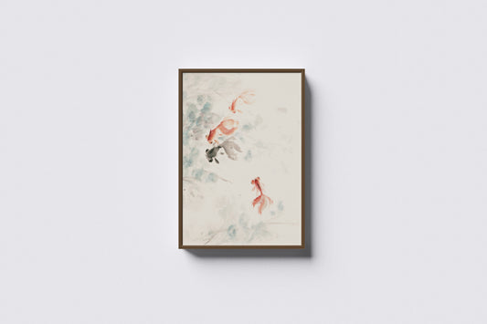 Print Animal Gold Fish Vintage Paint 20x26cm