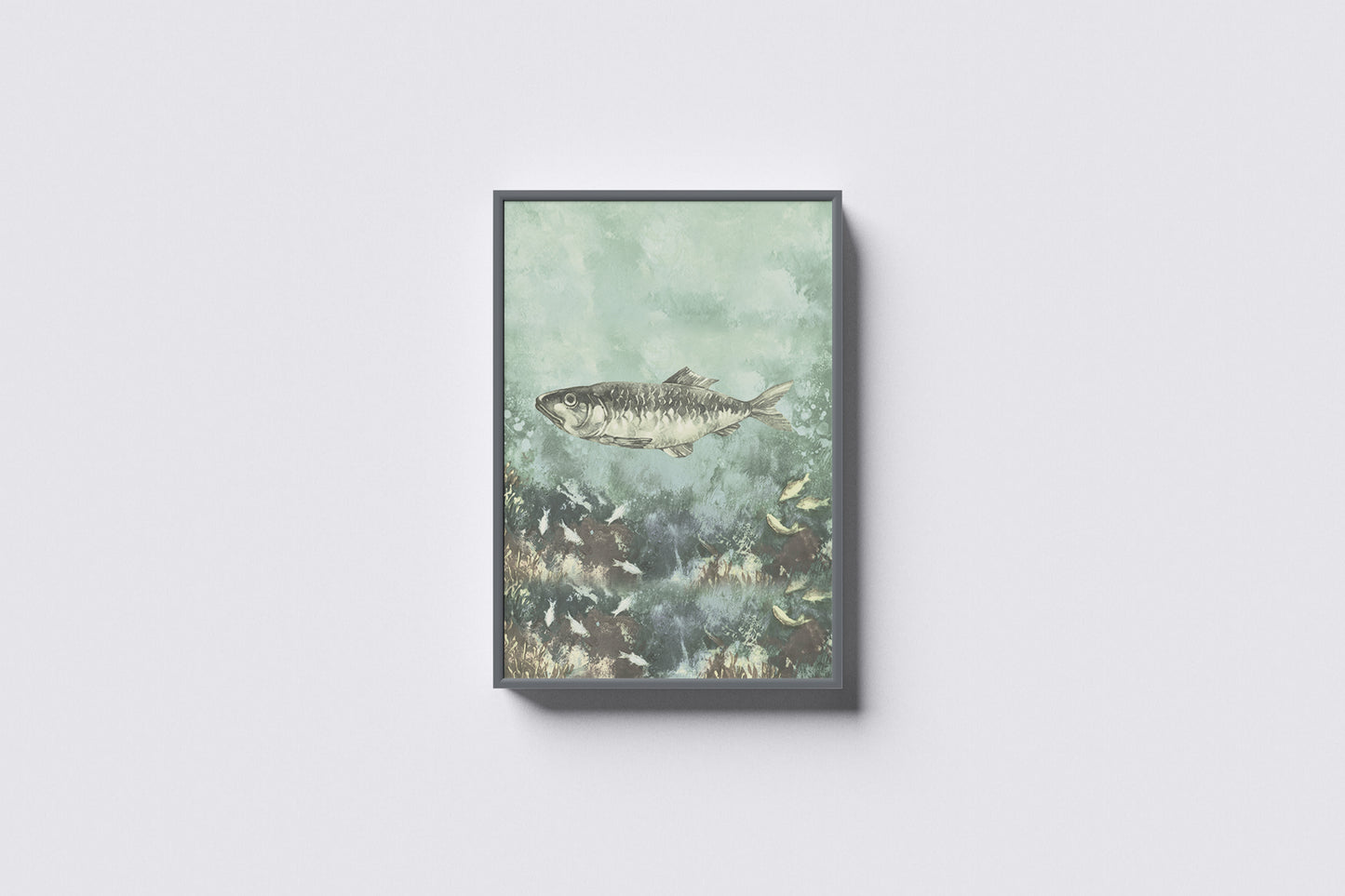 Print Animal Herring Fish Vintage Paint 13x18cm