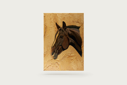 Print Animal Horse Brown Illustration 50x60cm