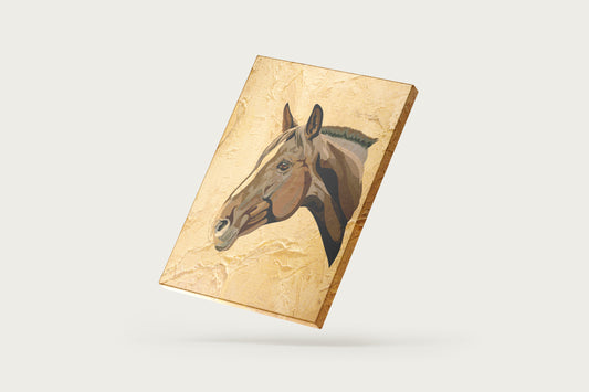 Print Animal Horse Brown Illustration 50x60cm